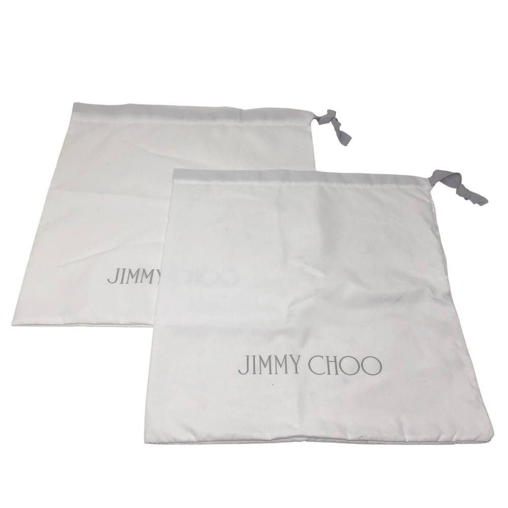 Jimmy Choo Dust Bag Set White Logo Drawstring Storage 2-Pack Accessory